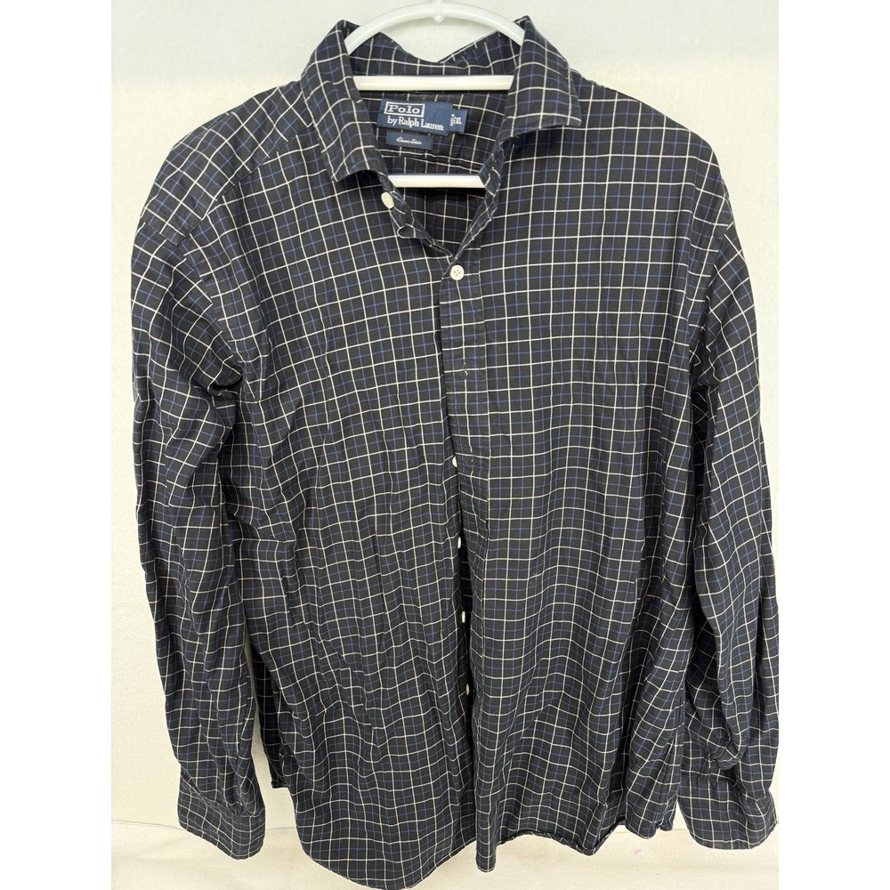 Vintage Polo Ralph Lauren Men's Classic Estate Black White Plaid Button Up Sz XL